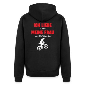 Ich Liebe Meine Frau - Witziger Fahrrad Spruch - Unisex Premium Bio Zip Hoodie - Schwarz - Hinten - Nico (187cm)