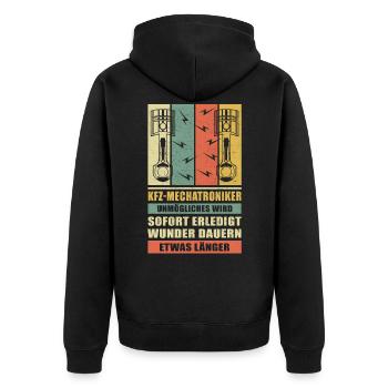 Kfz-Mechatroniker Kfz-Mechaniker Geschenk - Unisex Premium Bio Zip Hoodie - Schwarz - Hinten - Nico (187cm)