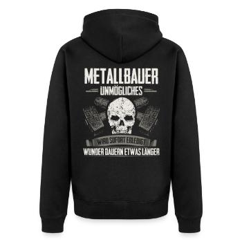 Metallbauer Metallbaumeister Metallbau Geschenk - Unisex Premium Bio Zip Hoodie - Schwarz - Hinten - Nico (187cm)
