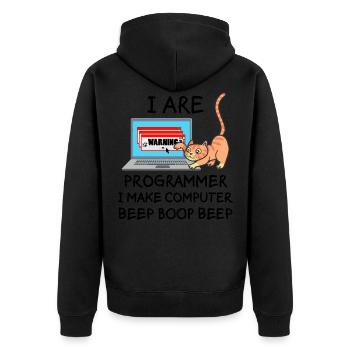 Computer Science Fun Saying Programmer Cat Gift - Unisex Premium Organic Zip Hoodie - black - Back - Nico (187cm)
