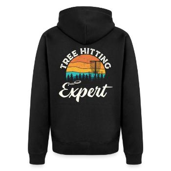 Disc Golf | Discgolf Discgolfspieler Geschenk - Unisex Premium Bio Zip Hoodie - Schwarz - Hinten - Nico (187cm)