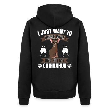 Chihuahua - Unisex Premium Organic Zip Hoodie - black - Back - Nico (187cm)