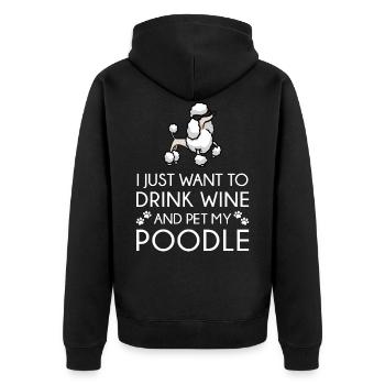 Pudel Poodle - Unisex Premium Bio Zip Hoodie - Schwarz - Hinten - Nico (187cm)