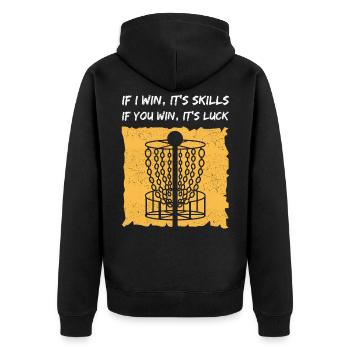 Disc Golf Discgolf Discgolfspieler Geschenk - Unisex Premium Bio Zip Hoodie - Schwarz - Hinten - Nico (187cm)