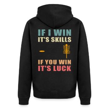 Disc Golf Discgolf | Discgolfspieler Geschenk - Unisex Premium Bio Zip Hoodie - Schwarz - Hinten - Nico (187cm)