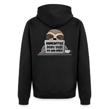 Homeoffice 2020/2021 Ich war dabei! Faultier - Unisex Premium Bio Zip Hoodie - Schwarz - Hinten - Nico (187cm)
