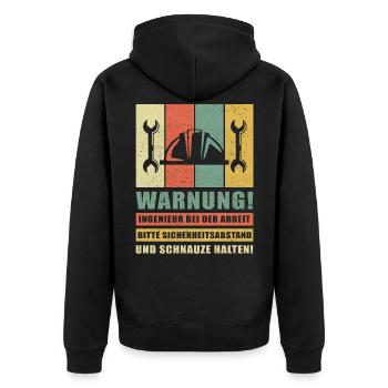 Ingenieur Spruch Ingenieure Bauingenieur Geschenk - Unisex Premium Bio Zip Hoodie - Schwarz - Hinten - Nico (187cm)
