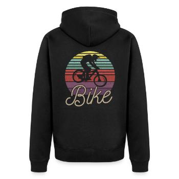 Vintage Bicycle Mountain Bike MTB Retro Bicycle - Unisex Premium Organic Zip Hoodie - black - Back - Nico (187cm)
