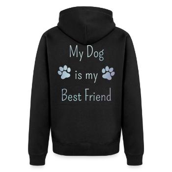My Dog is my Best Friend Dog Lover - Unisex Premium Organic Zip Hoodie - black - Back - Nico (187cm)