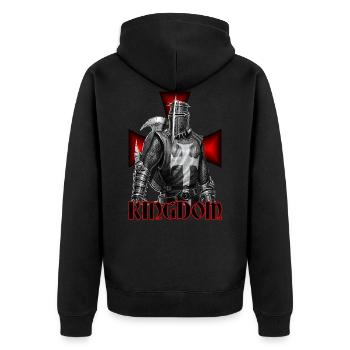 Kreuzritter Mittelalter Design - Unisex Premium Bio Zip Hoodie - Schwarz - Hinten - Nico (187cm)