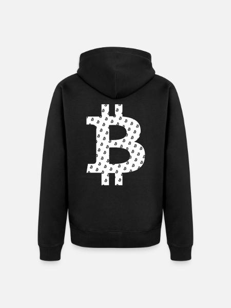 Bitcoin Logo Symbol Muster Pattern - Unisex Premium Bio Zip Hoodie - Schwarz