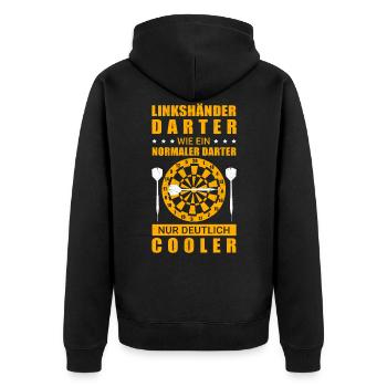 Dart Darten Darts Darter Dartspieler Geschenk - Unisex Premium Bio Zip Hoodie - Schwarz - Hinten - Nico (187cm)