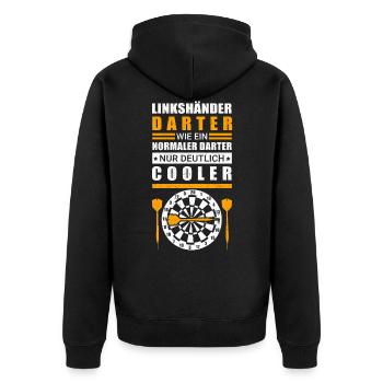 Dart | Darten Darts Darter Dartspieler Geschenk - Unisex Premium Bio Zip Hoodie - Schwarz - Hinten - Nico (187cm)