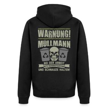 Müllmann Müllabfuhr Müllwerker Mülllader Geschenk - Unisex Premium Bio Zip Hoodie - Schwarz - Hinten - Nico (187cm)