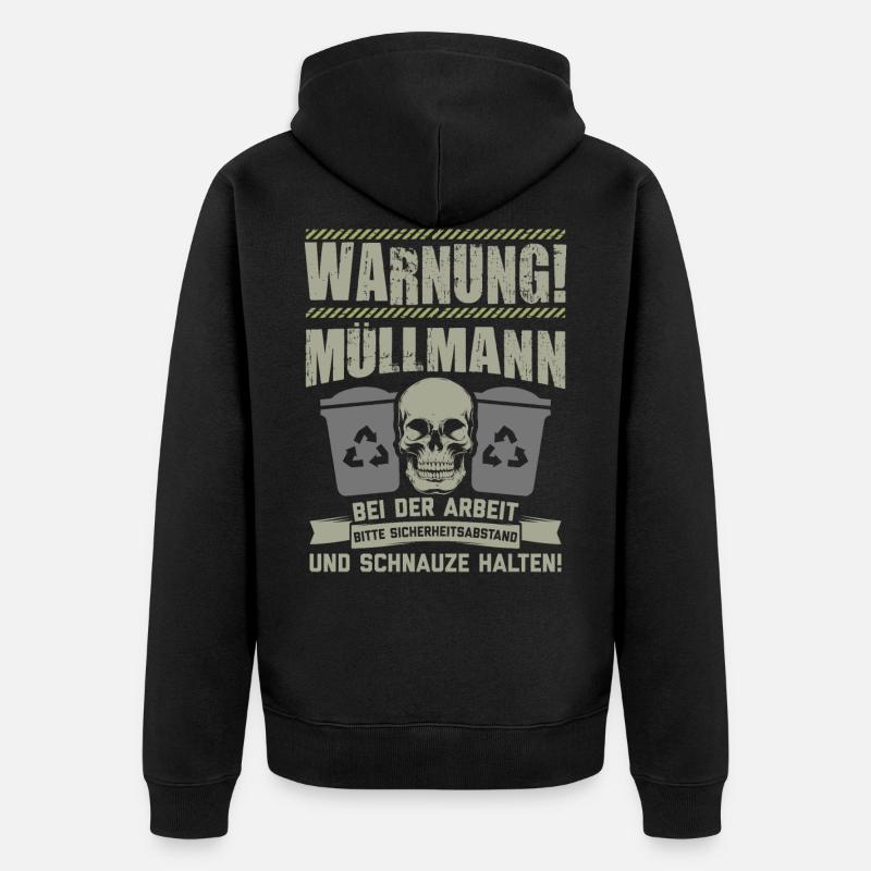Müllmann Müllabfuhr Müllwerker Mülllader Geschenk - Unisex Premium Bio Zip Hoodie - Schwarz