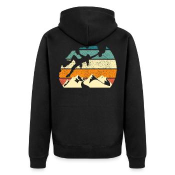Klettern Sport Klettern Klettern Klettern Felsen - Unisex Premium Bio Zip Hoodie - Schwarz - Hinten - Nico (187cm)
