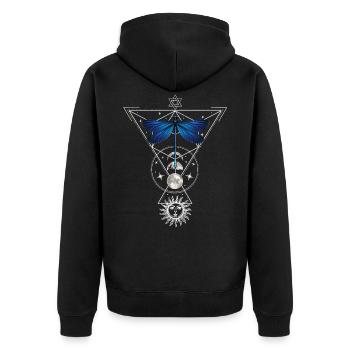 Okklutismus Mond Phase Witchcraft Libelle Tarot - Unisex Premium Bio Zip Hoodie - Schwarz - Hinten - Nico (187cm)