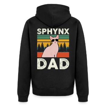 Sphynx papa | Sphinx chat cadeau propriétaire de chat - Veste à capuche bio Premium Unisexe - noir - Dos - Nico (187cm)