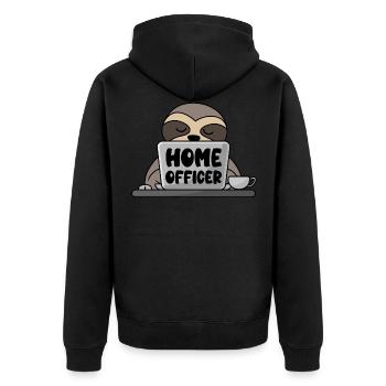 Home Officer Sloth Computer Home Office - Unisex Premium Organic Zip Hoodie - black - Back - Nico (187cm)