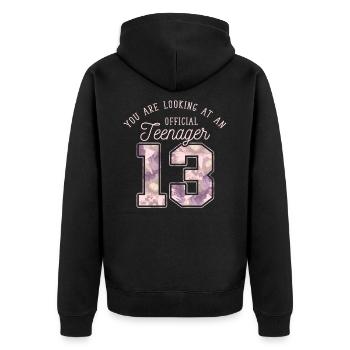 13ème anniversaire adolescente officielle - Veste à capuche bio Premium Unisexe - noir - Dos - Nico (187cm)