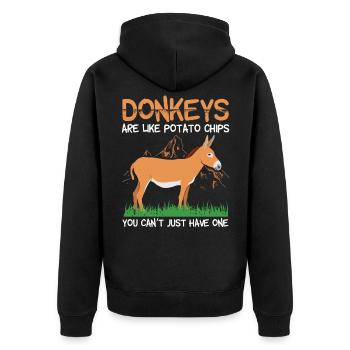 Esel Spruch Eselhalter Eselchen Geschenk - Unisex Premium Bio Zip Hoodie - Schwarz - Hinten - Nico (187cm)