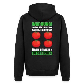 Tomaten Gartenarbeit Garten Hobbygärtner Geschenk - Unisex Premium Bio Zip Hoodie - Schwarz - Hinten - Nico (187cm)