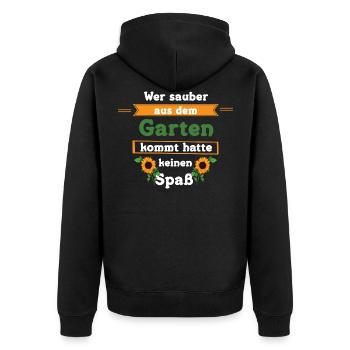 Garten | Gärtner | Gartenarbeit | Gärtnerin - Unisex Premium Bio Zip Hoodie - Schwarz - Hinten - Nico (187cm)