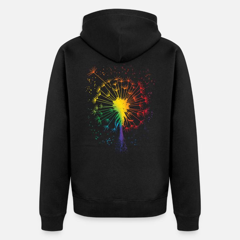 Pusteblume Tattoo Dandelion Regenbogen Löwenzahn - Unisex Premium Bio Zip Hoodie - Schwarz