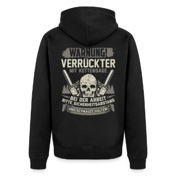 Kettensäge | Motorsäge Säge Holzfäller Geschenk - Unisex Premium Bio Zip Hoodie - Schwarz - Hinten - Nico (187cm)