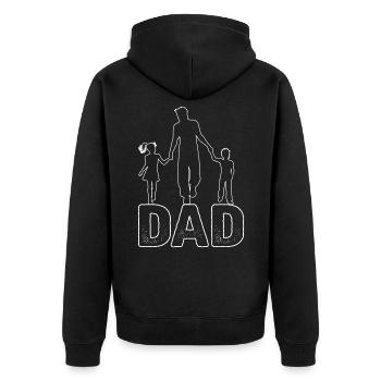 Vater Sohn Tochter stolzer Papa 2021 - Unisex Premium Bio Zip Hoodie - Schwarz - Hinten - Nico (187cm)
