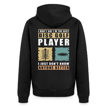Discgolf Disc Golf Discgolfspieler Geschenk - Unisex Premium Bio Zip Hoodie - Schwarz - Hinten - Nico (187cm)