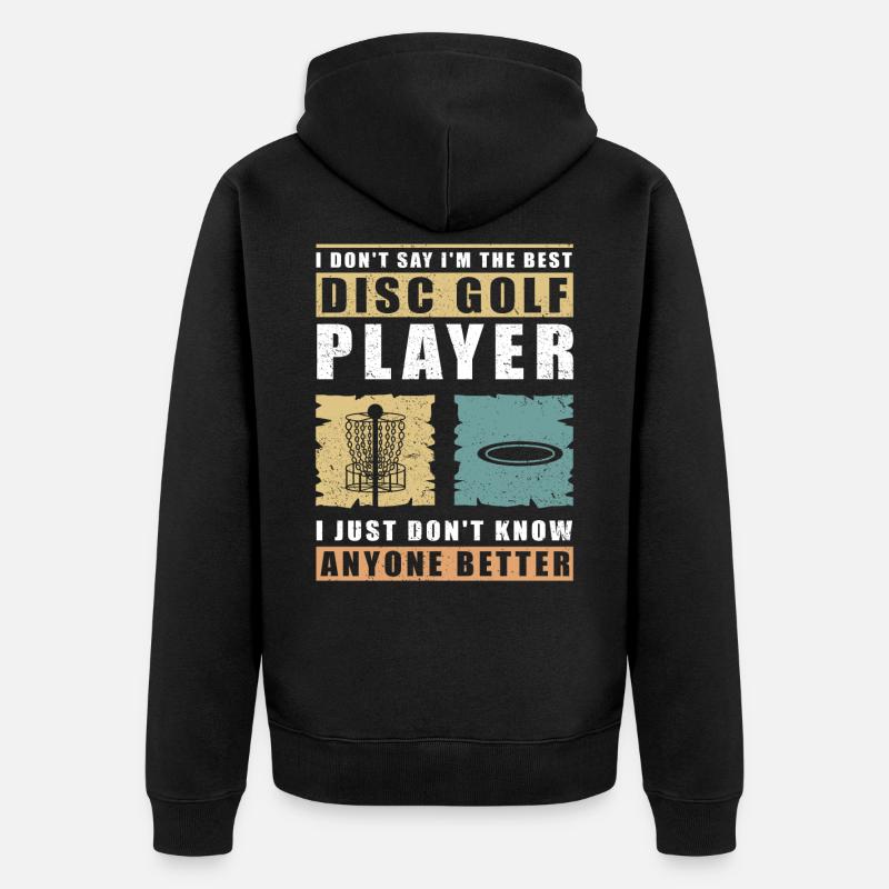 Discgolf Disc Golf Discgolfspieler Geschenk - Unisex Premium Bio Zip Hoodie - Schwarz