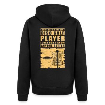 Discgolf | Disc Golf Discgolfspieler Geschenk - Unisex Premium Bio Zip Hoodie - Schwarz - Hinten - Nico (187cm)