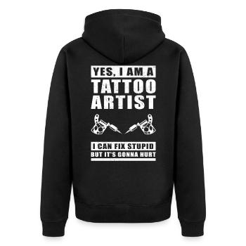 Tattoo Artist Tattooer Peckerl Tattoos Cadeau - Veste à capuche bio Premium Unisexe - noir - Dos - Nico (187cm)
