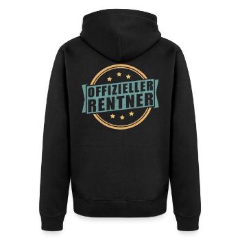 Rentner Spruch | Rente Ruhestand Pension Geschenk - Unisex Premium Bio Zip Hoodie - Schwarz - Hinten - Nico (187cm)