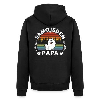 Samoyed Samoyed Papa Samoyed Dogs Gift - Unisex Premium Organic Zip Hoodie - black - Back - Nico (187cm)