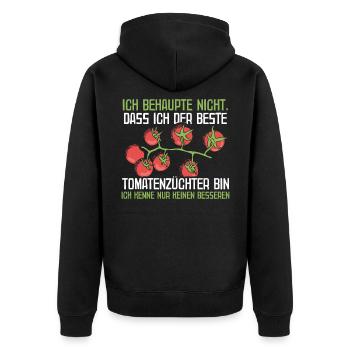 Tomatenzucht Gartenarbeit Hobbygärtner Geschenk - Unisex Premium Bio Zip Hoodie - Schwarz - Hinten - Nico (187cm)