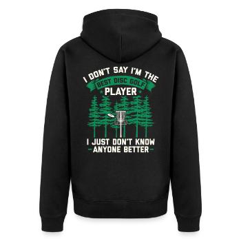 Disc Golf Discgolf | Discgolfspieler Geschenk - Unisex Premium Bio Zip Hoodie - Schwarz - Hinten - Nico (187cm)