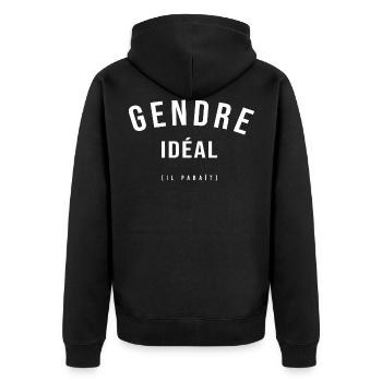 gendre idéal cadeau humour gendre beau fils - Veste à capuche bio Premium Unisexe - noir - Dos - Nico (187cm)