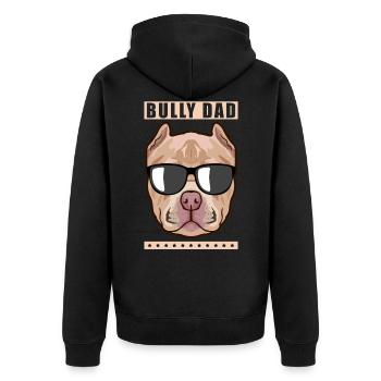 Bully Dad American Bully Hundebesitzer Geschenk - Unisex Premium Bio Zip Hoodie - Schwarz - Hinten - Nico (187cm)