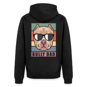 Bully Dad American Bully | Hundebesitzer Geschenk - Unisex Premium Bio Zip Hoodie - Schwarz - Hinten - Nico (187cm)
