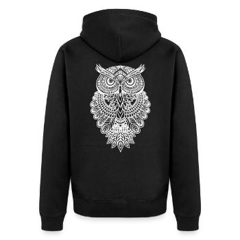Owl Owl Graphic Graphic Art Gift Mandala - Unisex Premium Organic Zip Hoodie - black - Back - Nico (187cm)