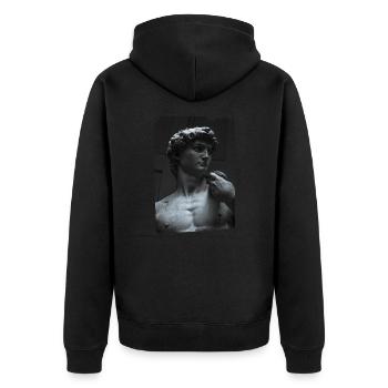 David by Michelangelo art sculpture - Unisex Premium Bio Zip Hoodie - Schwarz - Hinten - Nico (187cm)
