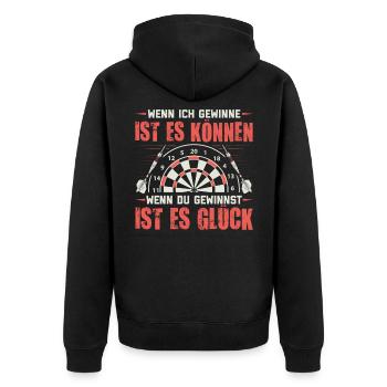 Dart Darts Darten Darter Dartscheibe Geschenk - Unisex Premium Bio Zip Hoodie - Schwarz - Hinten - Nico (187cm)