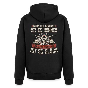Dart | Darts Darten Darter Dartscheibe Geschenk - Unisex Premium Bio Zip Hoodie - Schwarz - Hinten - Nico (187cm)