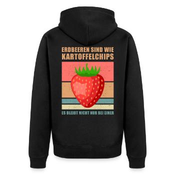Erdbeeren Erdbeere Garten Vegan Gärtner Geschenk - Unisex Premium Bio Zip Hoodie - Schwarz - Hinten - Nico (187cm)