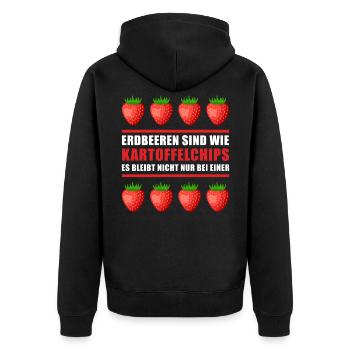 Erdbeeren Erdbeere Vegan Gärtner Garten Geschenk - Unisex Premium Bio Zip Hoodie - Schwarz - Hinten - Nico (187cm)