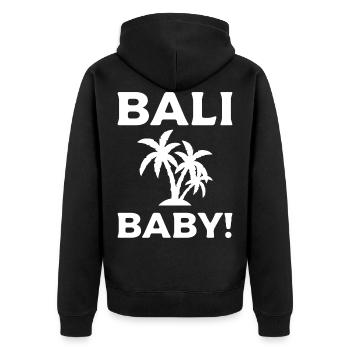 Bali - Unisex Premium Organic Zip Hoodie - black - Back - Nico (187cm)