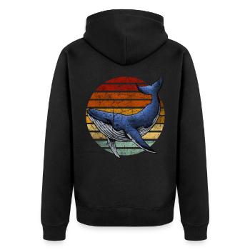 Rétro vintage whale - Veste à capuche bio Premium Unisexe - noir - Dos - Nico (187cm)