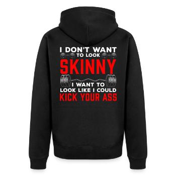 Lustiges Gym Workout Arschtritt Fitness Sportler - Unisex Premium Bio Zip Hoodie - Schwarz - Hinten - Nico (187cm)